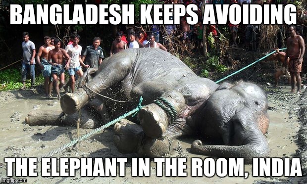 Elephant in the room | BANGLADESH KEEPS AVOIDING; THE ELEPHANT IN THE ROOM, INDIA | image tagged in elephant in the room | made w/ Imgflip meme maker