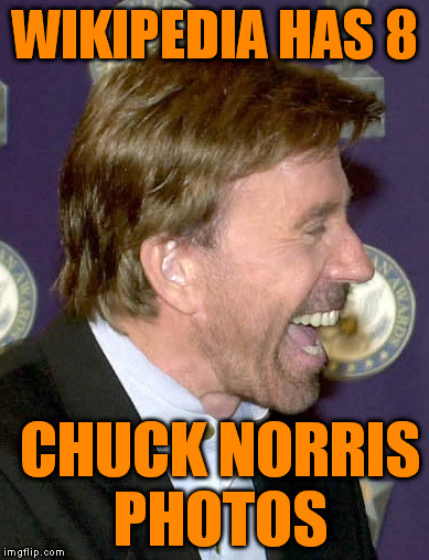 WIKIPEDIA HAS 8 CHUCK NORRIS PHOTOS | made w/ Imgflip meme maker