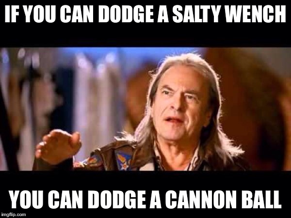 IF YOU CAN DODGE A SALTY WENCH YOU CAN DODGE A CANNON BALL | made w/ Imgflip meme maker