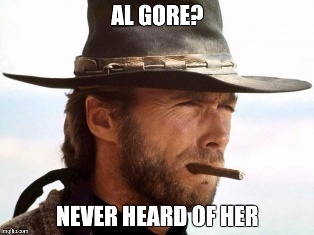 Clint Eastwood  | AL GORE? NEVER HEARD OF HER | image tagged in clint eastwood | made w/ Imgflip meme maker