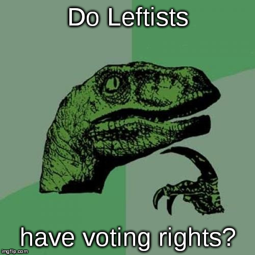 Philosoraptor | Do Leftists; have voting rights? | image tagged in memes,philosoraptor,vote,voting | made w/ Imgflip meme maker