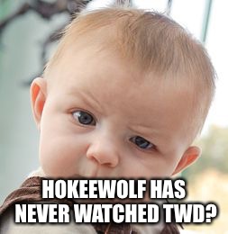 Skeptical Baby Meme | HOKEEWOLF HAS NEVER WATCHED TWD? | image tagged in memes,skeptical baby | made w/ Imgflip meme maker