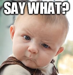 Skeptical Baby Meme | SAY WHAT? | image tagged in memes,skeptical baby | made w/ Imgflip meme maker