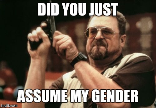 Am I The Only One Around Here | DID YOU JUST; ASSUME MY GENDER | image tagged in memes,am i the only one around here | made w/ Imgflip meme maker