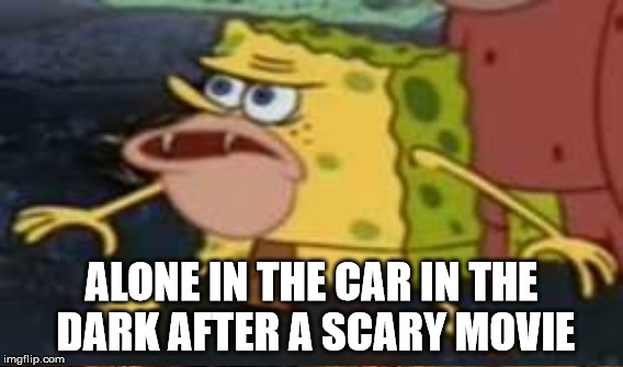 ALONE IN THE CAR IN THE DARK AFTER A SCARY MOVIE | made w/ Imgflip meme maker