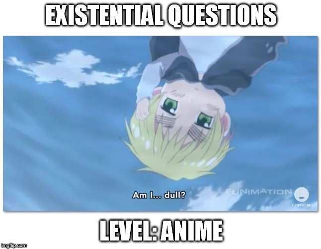 (If you're wondering why the picture is upside down, he's looking at his reflection in the water.) | EXISTENTIAL QUESTIONS; LEVEL: ANIME | image tagged in meme,hetalia,england,existential questions,anime,am i dull | made w/ Imgflip meme maker