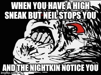 Neil, Why?  | WHEN YOU HAVE A HIGH SNEAK BUT NEIL STOPS YOU; AND THE NIGHTKIN NOTICE YOU | image tagged in fallout new vegas | made w/ Imgflip meme maker