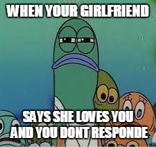 WHEN YOUR GIRLFRIEND; SAYS SHE LOVES YOU AND YOU DONT RESPONDE | image tagged in funny meme | made w/ Imgflip meme maker