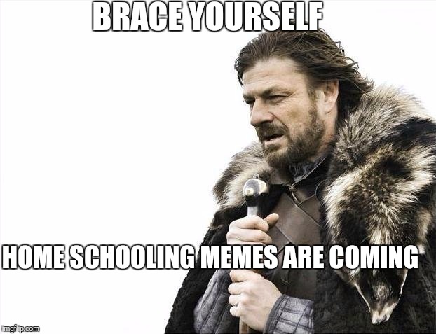 Brace Yourselves X is Coming Meme | BRACE YOURSELF HOME SCHOOLING MEMES ARE COMING | image tagged in memes,brace yourselves x is coming | made w/ Imgflip meme maker