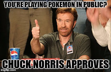 Chuck Norris Approves Meme | YOU'RE PLAYING POKEMON IN PUBLIC? CHUCK NORRIS APPROVES | image tagged in memes,chuck norris approves,template quest,funny,pokemon | made w/ Imgflip meme maker