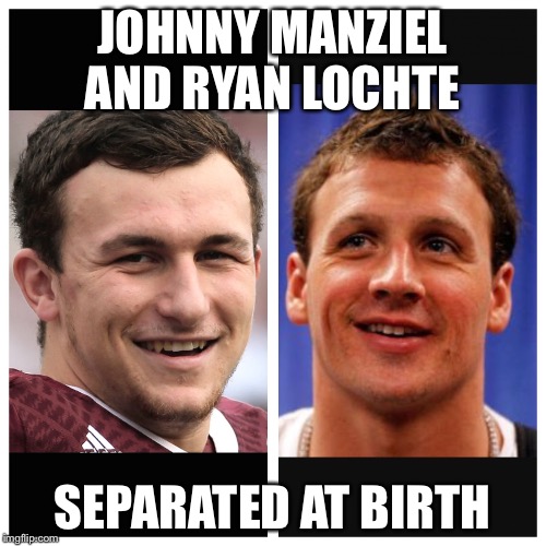 JOHNNY MANZIEL AND RYAN LOCHTE; SEPARATED AT BIRTH | image tagged in separated at birth | made w/ Imgflip meme maker