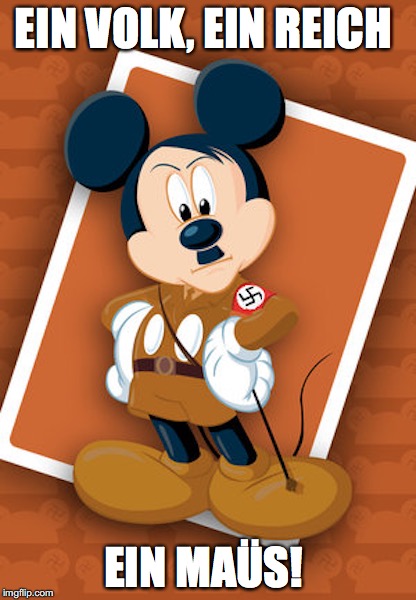 Mickey Hitler | EIN VOLK, EIN REICH; EIN MAÜS! | image tagged in mickey mouse,hitler,disney,memes | made w/ Imgflip meme maker