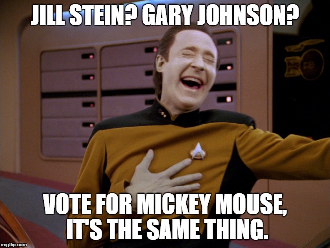 JILL STEIN? GARY JOHNSON? VOTE FOR MICKEY MOUSE, IT'S THE SAME THING. | made w/ Imgflip meme maker
