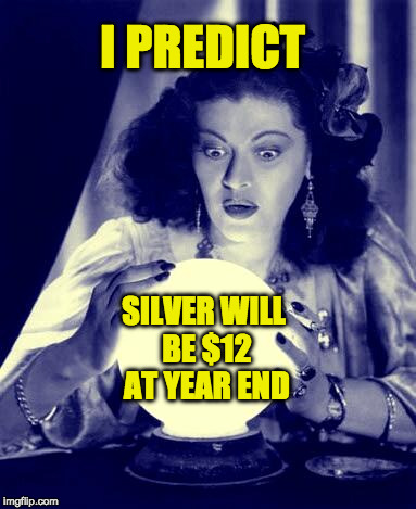 Crystal Ball | I PREDICT; SILVER WILL BE $12 AT YEAR END | image tagged in crystal ball | made w/ Imgflip meme maker