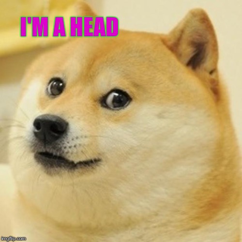 Doge Meme | I'M A HEAD | image tagged in memes,doge | made w/ Imgflip meme maker