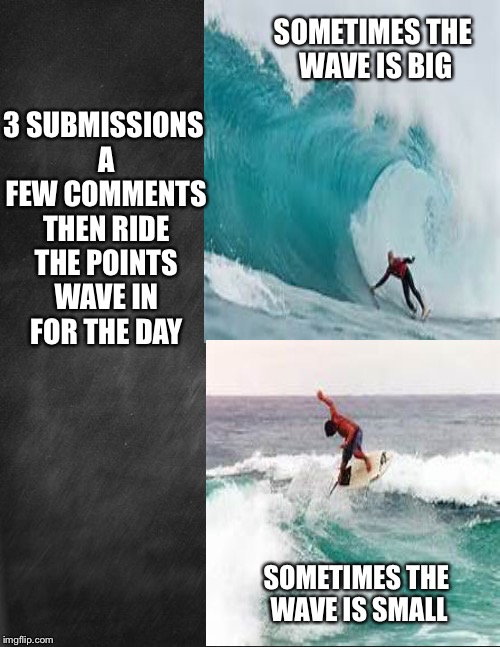 Hang 10 upvotes dudes!!! | 3 SUBMISSIONS A FEW COMMENTS THEN RIDE THE POINTS WAVE IN FOR THE DAY; SOMETIMES THE WAVE IS BIG; SOMETIMES THE WAVE IS SMALL | image tagged in memes | made w/ Imgflip meme maker