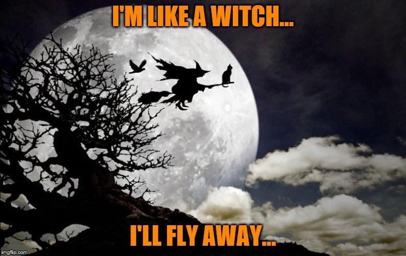 I'M LIKE A WITCH... I'LL FLY AWAY... | image tagged in witch | made w/ Imgflip meme maker