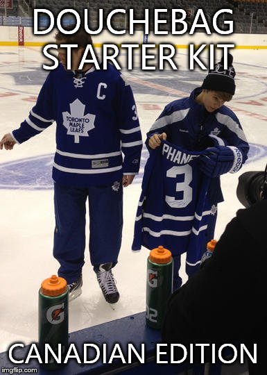 DOUCHEBAG STARTER KIT; CANADIAN EDITION | image tagged in justin bieber hockey | made w/ Imgflip meme maker