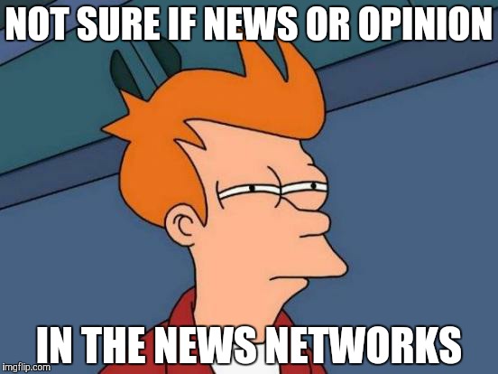 Futurama Fry Meme | NOT SURE IF NEWS OR OPINION IN THE NEWS NETWORKS | image tagged in memes,futurama fry | made w/ Imgflip meme maker