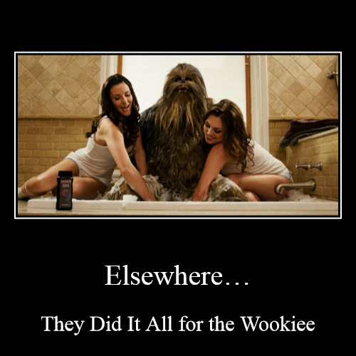 Elsewhere… They Did It All for the Wookiee | image tagged in wookiee,kashyyyk,alliance to restore the republic,rebel alliance,rebellion,star wars | made w/ Imgflip demotivational maker