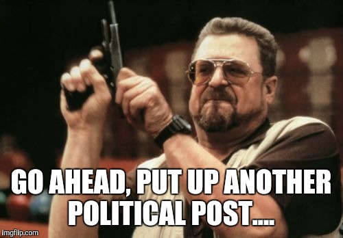 Am I The Only One Around Here | GO AHEAD, PUT UP ANOTHER POLITICAL POST.... | image tagged in memes,am i the only one around here | made w/ Imgflip meme maker