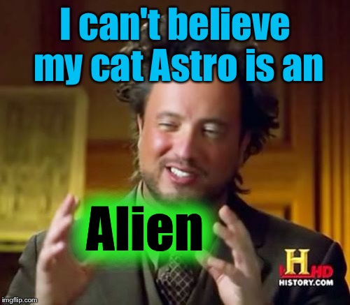 Ancient Aliens Meme | I can't believe my cat Astro is an Alien | image tagged in memes,ancient aliens | made w/ Imgflip meme maker