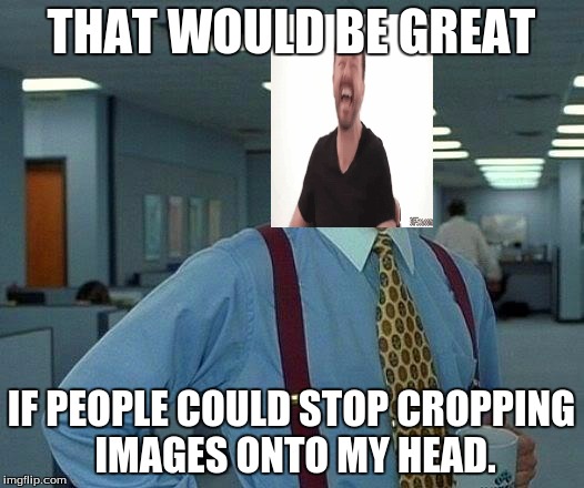 Cropping Business. | THAT WOULD BE GREAT; IF PEOPLE COULD STOP CROPPING IMAGES ONTO MY HEAD. | image tagged in memes,that would be great | made w/ Imgflip meme maker