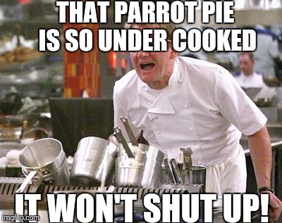 THAT PARROT PIE IS SO UNDER COOKED IT WON'T SHUT UP! | made w/ Imgflip meme maker