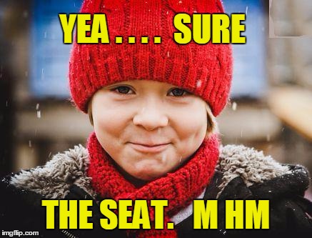 smirk | YEA . . . .  SURE THE SEAT.   M HM | image tagged in smirk | made w/ Imgflip meme maker