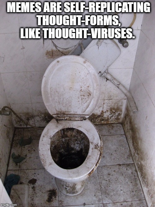 Toilet Humor | MEMES ARE SELF-REPLICATING THOUGHT-FORMS, LIKE THOUGHT-VIRUSES. | image tagged in toilet humor | made w/ Imgflip meme maker
