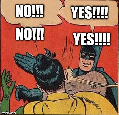 Batman Slapping Robin Meme | NO!!! YES!!!! NO!!! YES!!!! | image tagged in memes,batman slapping robin | made w/ Imgflip meme maker