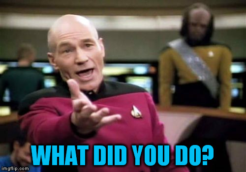 Picard Wtf Meme | WHAT DID YOU DO? | image tagged in memes,picard wtf | made w/ Imgflip meme maker