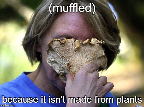 (muffled) because it isn't made from plants | made w/ Imgflip meme maker