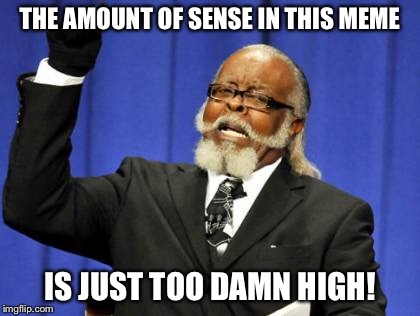 THE AMOUNT OF SENSE IN THIS MEME IS JUST TOO DAMN HIGH! | image tagged in memes,too damn high | made w/ Imgflip meme maker