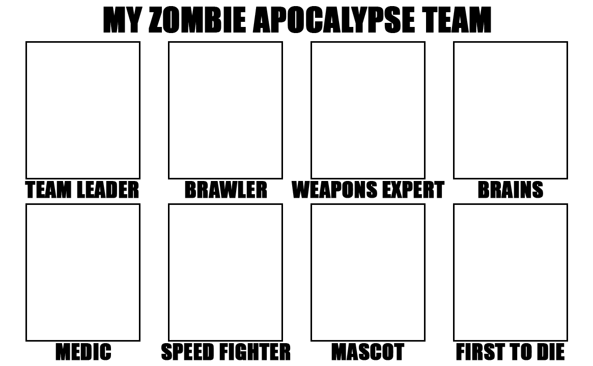 My Zombie Apocalypse Team v2, memes Blank Meme Template