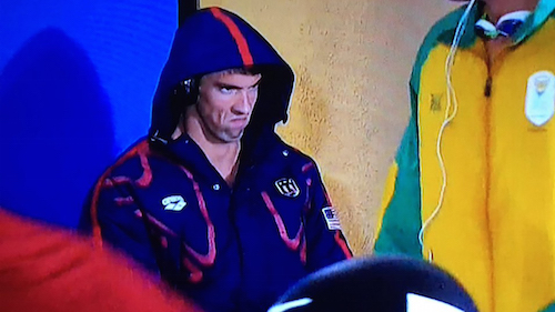 High Quality michael phelps is listening music Blank Meme Template