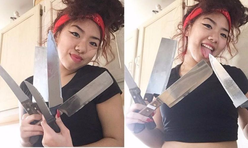 Knife-Wielding Girlfriend Blank Meme Template