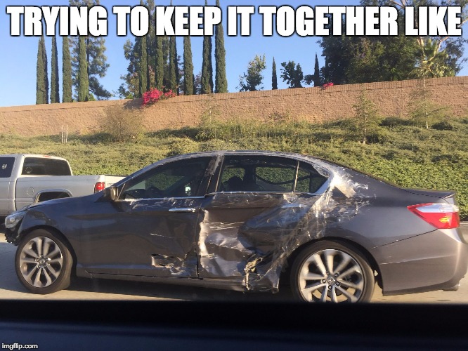 TRYING TO KEEP IT TOGETHER LIKE | image tagged in its fine | made w/ Imgflip meme maker