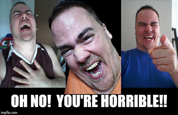 LMAO! | OH NO!  YOU'RE HORRIBLE!! | image tagged in lmao | made w/ Imgflip meme maker