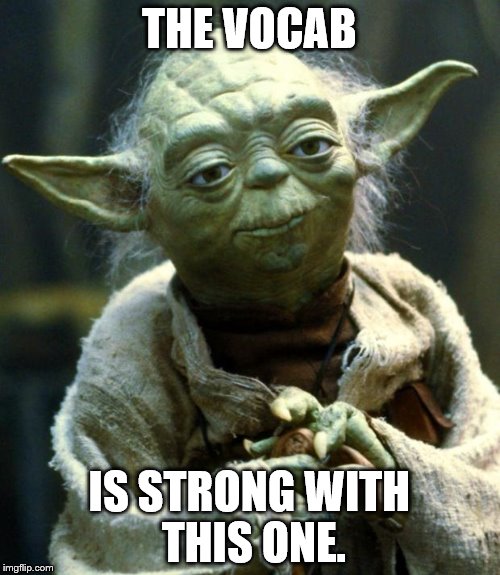 Star Wars Yoda Meme | THE VOCAB IS STRONG WITH THIS ONE. | image tagged in memes,star wars yoda | made w/ Imgflip meme maker