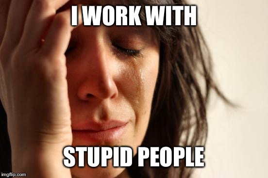 First World Problems | I WORK WITH; STUPID PEOPLE | image tagged in memes,first world problems | made w/ Imgflip meme maker
