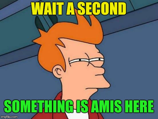 Futurama Fry Meme | WAIT A SECOND SOMETHING IS AMIS HERE | image tagged in memes,futurama fry | made w/ Imgflip meme maker