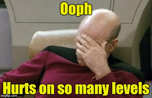 Captain Picard Facepalm Meme | Ooph Hurts on so many levels | image tagged in memes,captain picard facepalm | made w/ Imgflip meme maker