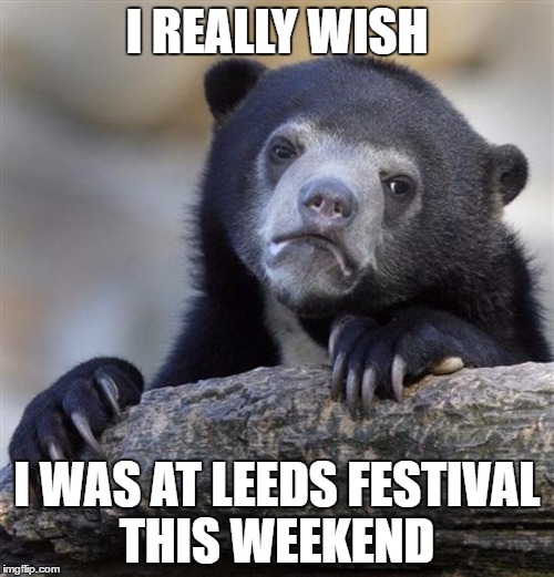 sad bear | I REALLY WISH; I WAS AT LEEDS FESTIVAL THIS WEEKEND | image tagged in sad bear | made w/ Imgflip meme maker