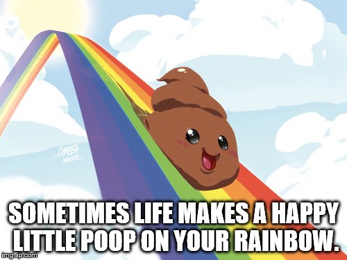 Poop on Rainbow | SOMETIMES LIFE MAKES A HAPPY LITTLE POOP ON YOUR RAINBOW. | image tagged in poop on rainbow | made w/ Imgflip meme maker