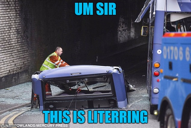 UM SIR; THIS IS LITERRING | image tagged in littering | made w/ Imgflip meme maker