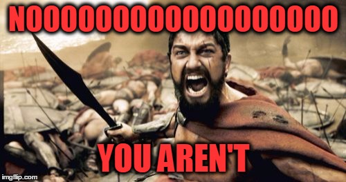 Sparta Leonidas Meme | NOOOOOOOOOOOOOOOOOO YOU AREN'T | image tagged in memes,sparta leonidas | made w/ Imgflip meme maker