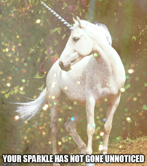 UNICORN: Your sparkle has not gone unnoticed | YOUR SPARKLE HAS NOT GONE UNNOTICED | image tagged in unicorn,your sparkle has not gone unnoticed | made w/ Imgflip meme maker