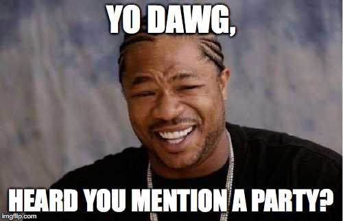 Yo Dawg Heard You Meme | YO DAWG, HEARD YOU MENTION A PARTY? | image tagged in memes,yo dawg heard you | made w/ Imgflip meme maker