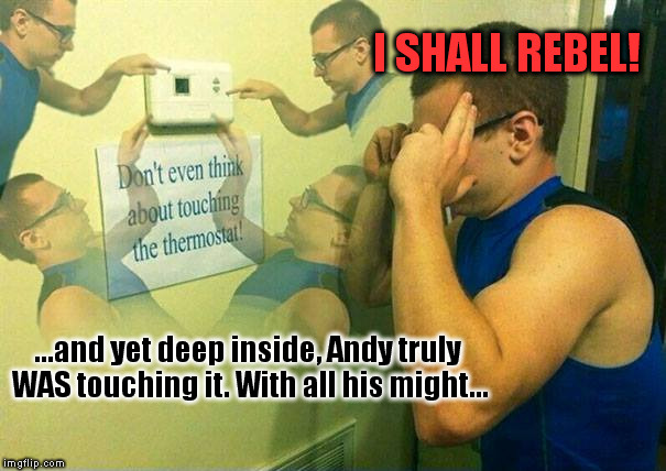 This Guy WAS Me. 'Cept, I'd Touch It.  :) | I SHALL REBEL! ...and yet deep inside, Andy truly WAS touching it. With all his might... | image tagged in memes,funny sign,kids | made w/ Imgflip meme maker